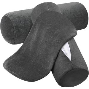 Remerry 2 Pcs 18 x 6 Inches Velvet Neck Roll Pillow Cover with Zipper, Soft Bolster Pillowcases for Cylindrical Pillow (Cover Only, Bolster Not Included) (Ash Black)