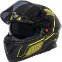 HAX Full Face Motorcycle Helmet with Dual Rear Wing and Pinlock Ready DOT Approved - Lightweight and Durable Motorbike Street Bike Helmet for Adults (Impulse Blade Yellow,XL)