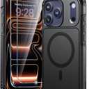 Lanhiem Magnetic for iPhone 17 Pro Case, with [2 Pcs Screen Protector] [Compatible with MagSafe] Shockproof Heavy Duty Military Grade Protective Phone Case Cover for iPhone 17 Pro (Black)