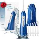 AquaSonic Water Flosser - Cordless Rechargeable Water Flossers for Teeth Cleaning - Waterproof Aqua Flosser, Portable Oral Irrigator for Dental Cleaning with 5 Jet Tips  Braces Home Travel (Sapphire Blue)