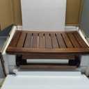 Teak Shower Bench, 20" Solid Wood Shower Stool Waterproof Shower Seat with Storage Shelf for Bathroom, Indoor & Outdoor Use