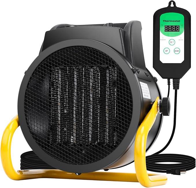 Greenhouse Heater with Thermostat, Fast Heating, Auto Power Control, Over Temperature Protection, Greenhouse Heater for Winter Plants, for Grow Tent, Green House, Flower Room, Patio