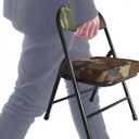 Mini Padded Folding Chairs, Garage Stool, Portable Camping Chair with Cushion, Lightweight Lawn Chair, for Outdoor Sports Events, Patio, Fishing, Hiking, Hunting, Picnic, Beach (Camo Green)