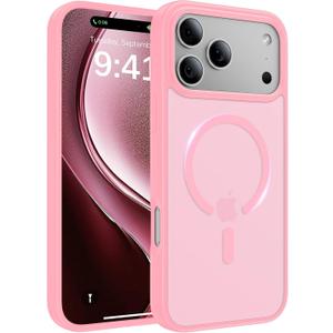 Magnetic for iPhone 17 Pro Case, [Anti-Slip] [Military-Grade Drop Protection] [Camera Protection] Skin-Friendly Slim Matte Shockproof Protective for iPhone 17 Pro Phone Case, Pink
