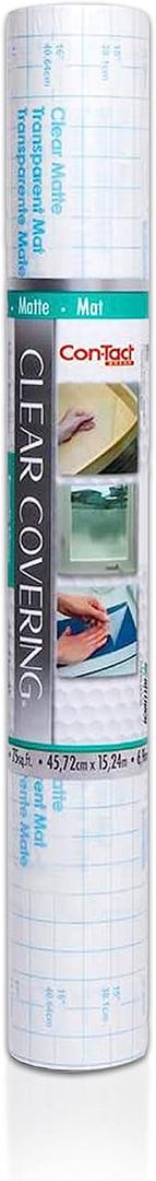 Con-Tact Brand Creative Clear Covering, Versatile and Self-Adhesive Shelf Liner, Ideal Privacy Film, Protective Clear Vinyl, 18'' x 50', Matte