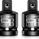 MTO 2-Piece 1/2" Female to 3/8" Male Impact Socket Adapter Set, 1/2" Drive Impact Driver Conversions for Impact Wrench, Chrome Molybdenum Alloy Steel