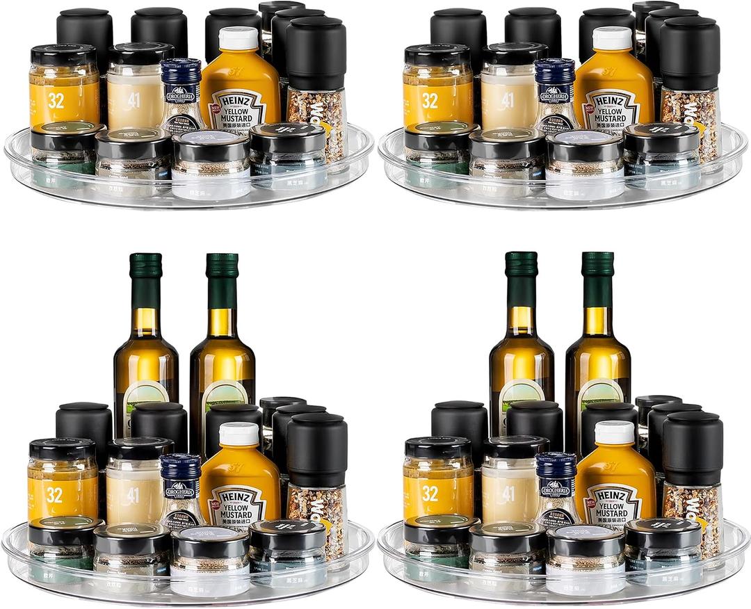 vacane 4 Pack Turntable Organizer Non-Skid, Large 13" Cabinet Lazy Susan Clear Turntable Organizer for Pantry Lazy Susan Organizer, Storage Containers for Kitchen, Countertop