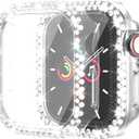 Bling Bumper Case for Apple Watch Series 10 46mm, Built-in Screen Protector [Touch Sensitive] Women Glitter Diamond Rhineston Cover for iWatch S10 46mm, Clear