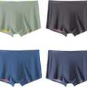 Arjen Kroos Mens Ice Silk Underwear Seamless Trunk Boxers Briefs with Pouch Double Sided Breathable Short Leg Underpants (XX-Large)