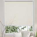 Persilux Free-Stop Cordless 100% Blackout Roller Window Shades for Home, Natural Woven Fabric UV Protection Privacy Roller Shades for Windows Blinds for Sliding Glass Doors, Bedroom, Cream 24"W x 72"H