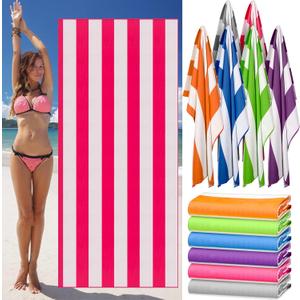 Moukeren 6 Packs Oversized 70 x 35 Inches Stripe Beach Towels Big Cabana Swimming Towels Mircofiber Beach Bath Soft Absorbent Pool Bath for Women Men Adults Moukeren 6 Packs Oversized 70 x 35 Inches Stripe Beach Towels Big Cabana Swimming Towels Mircofiber Beach Bath Soft Absorbent Pool Bath for Women Men Adults