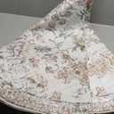 jinchan Kalen Round Rug 6ft Area Rug Washable Vintage Indoor Retro Accent Floor Cover Distressed Floral 6' Round Circle Boho Non Slip Thin Carpet for Living Room Dining Room Bedroom Kitchen Red