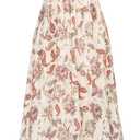 GRACE KARIN Women's 2025 Summer Floral Boho Dress Square Neck Strapped Swing A Line Sundress Beach Long Maxi Outfits (Medium, Beige)
