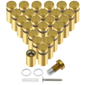 Luomorgo 24 Pcs 1/2" x 1" Stainless Steel Standoff Screws, Wall Sign Standoff Mounting Hardware Advertising Glass Standoff Nail for Hanging Acrylic Picture Frame, Gold
