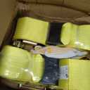 SALUINOKI 2Pack 4 inch Ratchet Straps 30ft Heavy Duty with Flat Hook for Flatbed Trailer Winch Strap 4 inch Flatbed Straps Ratcheting Yellow