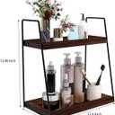 Dorhors 2 Tier Bathroom Counter Organizer Storage,Vanity Organizer for Bathroom Counter,Wood Standing Rack for Kitchen(Walnut)