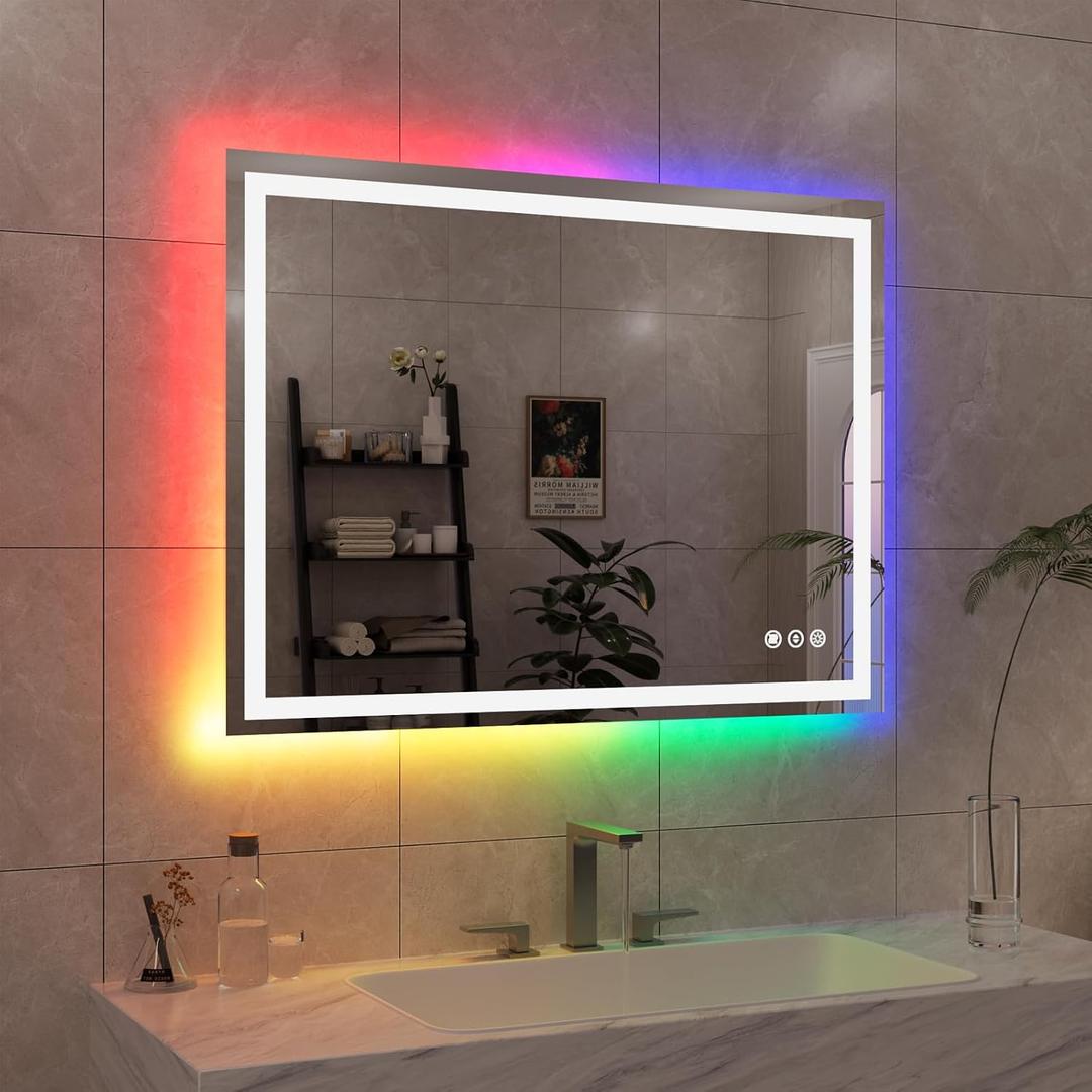 WTTY 40"x30" RGB LED Bathroom Mirror with Light