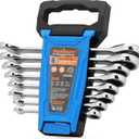 HORUSDY Combination Ratchet Wrenches Set with SAE | 8 Pieces Wrench Set with Wrench Organizer | 72-Tooth | 5 Swing Arc | 1/4" - 11/16" | Chrome Vanadium Steel