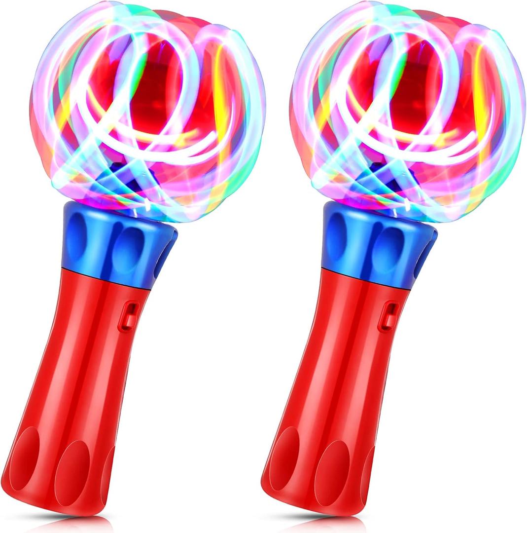 Hungdao 2 Pieces Light Wands Spinner Wand Sensory Light Spinner Magic Ball Glow LED Orbiter Wand, Medium