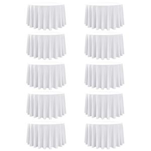 Dailyset 10-Pack White Round Tablecloths, 108 Inches, Stain-Resistant Polyester for 4-5 Ft Round Tables - Washable Table Covers for Weddings, Banquets, Birthday Parties, Events
