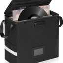 IBVIVIC Fireproof Vinyl Record Storage Box, Record Storage Organizer with Lock Fireproof Record Case for 50+ 7/10/12 Inch Single Vinyl Records Large Capacity File Storage Organizer, Small (13.5"x6.7"x13.5")