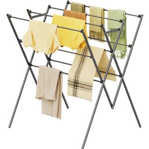 Extra Large Clothes Drying Rack Foldable Clothing Drying Rack 33" W x 37" H x 27.5" D, Space-Saving Portable Laundry Drying Rack for Outdoor & Indoor, Gray
