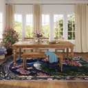 Living Room Rug 5x7 Rug Machine Washable Floral Peacock Area Rug Non Slip Floral Animal Vintage Low Pile Large Rug for Living Room, Bedroom, Farmhouse, Dining Room, Kids Playroom (Cobalt blue)