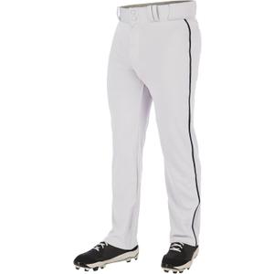 CHAMPRO Men's Triple Crown 2.0 Open Bottom Baseball Pants with Braid (Medium, White, Black)