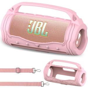 JCHPINE Silicone Cover Case for JBL Flip 7 Portable Speaker, Accessories for JBL Flip 7 Protective Case with Silicone Handle (Pink)