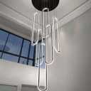 Flashing God H138 Modern Chandelier 6-Rings Large Chandelier for High Ceiling Led Dimmable Ring Pendant Lighting Black Contemporary Chandeliers for Villa Foyer Entrance Living Room