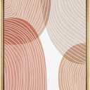 MUDECOR Framed Canvas Print Wall Art Red Brown Nordic Circle Stripe Collage Abstract Shapes Illustrations Modern Decorative Multicolor Relax/Calm for Living Room, Bedroom, Office - 16"x24" Natural