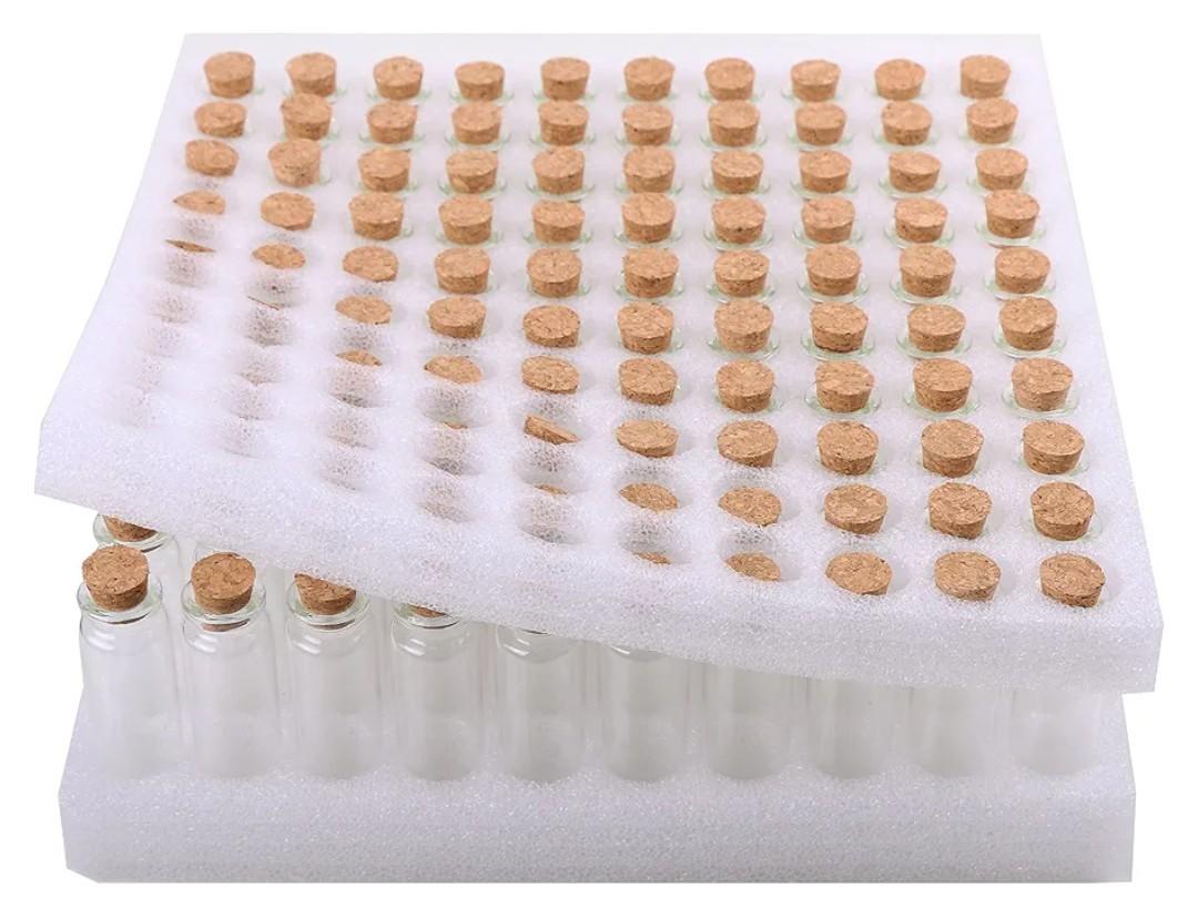 MaxMau 100 Small Glass Bottles with Cork Stoppers,15ml Glass Vials Tiny Jars for Wedding Favors Party Gift Room Decoration Seed Storing Containers Art Paint Display