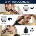 Ufree 3-in-1 Beard Trimmer for Men, Gifts for Men, IPX6 Waterproof Men's Electric Razor Shaver, Hair Mustache Trimmer Professional Clippers, Type-C Body Grooming Kit, Birthday Gifts for Him