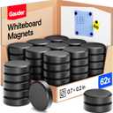 GAUDER Magnets for Whiteboard, Fridge & Bulletin Board - Strong Round Magnetic Discs - Black Magnets for Crafts (62 Pieces - 0.7" x 0.2")