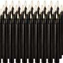 4 Inch, 40 Pack, Unscented, Dripless Taper Candles, Black, Smokeless Candles for Holidays, Wedding Ceremonies, Parties, Shabbat, 1.5 Hours