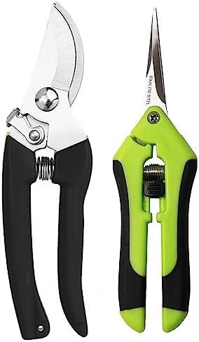 Gardening Scissor 2PCS Sharp Stainless Steel Blade Garden Shears Cutting Flowers Trimming Plants Yard Florist Flower Rose Herb Hedge Bonsai Fruits Picking 2 Pack