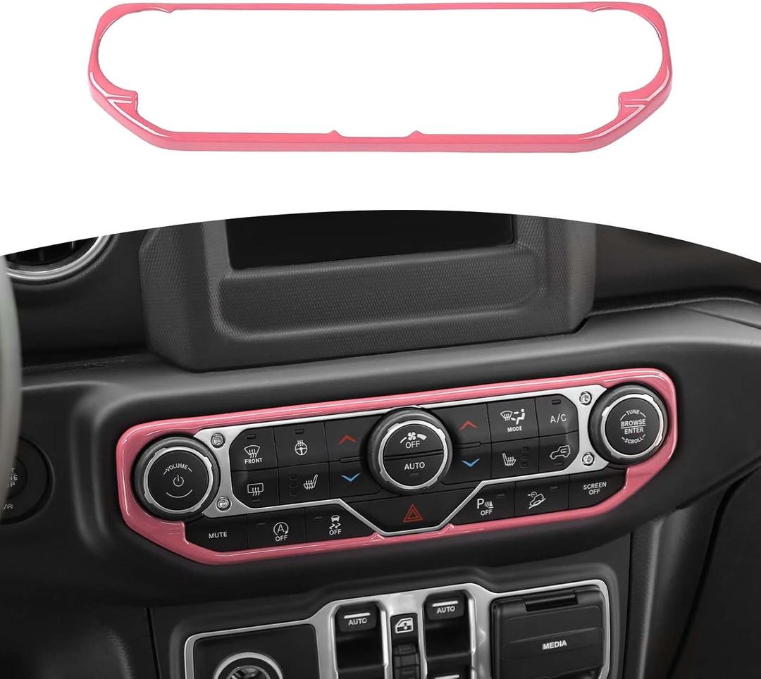 RT-TCZ for Wrangler JL Center Dash AC Switch Cover Trim Frame Pink for Jeep Wrangler JL JLU Gladiator JT 2018-2023 Pink Interior Accessories