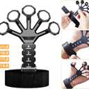 ALMAH Hand Grip Strengthener kit(5 Pack),Grip Strength Trainer,Forearm Workout Trainer Adjustable Grip Exercises,Finger Grip Strengthener,Finger Stretcher,Grip Ring & Stress Relief Ball with Carry Bag (Black)
