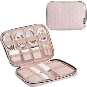 BELALIFE Portable Travel Cable Organizer Bag, Tech Storage Bag for Cord, Charger, Phone, Earphone, Hard Drive, USB, SD Card and Electronic Accessories, Pink