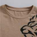 SweatyRocks Boy's Letter Print T Shirts Crew Neck Short Sleeve Graphic Tees Tops (Beige,13-14Y)