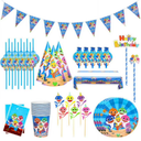 66 Pcs Little Shark Party Supplies for Shark Birthday Decorations and Theme Birthday Party Supplies for Kids, Children Carnival Party Supplies Decoration