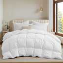 UNIKOME Goose Feather Down Comforter - All Season Duvet Insert with Soft Downproof Cover, Cloud-Like Fluffiness Down Feather Comforters (Full/Queen, White, 88"X88") (Lightweight Warmth-white)