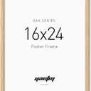 Yaetm Minimalist 16x24 Oak Wood Frame for Poster, Natural Solid Wood 16x24 Picture Frame for Wall, Lightweight, Wall Decor for Office, Gallery & Home (Single, Oak) (16x24 - 1 pack)