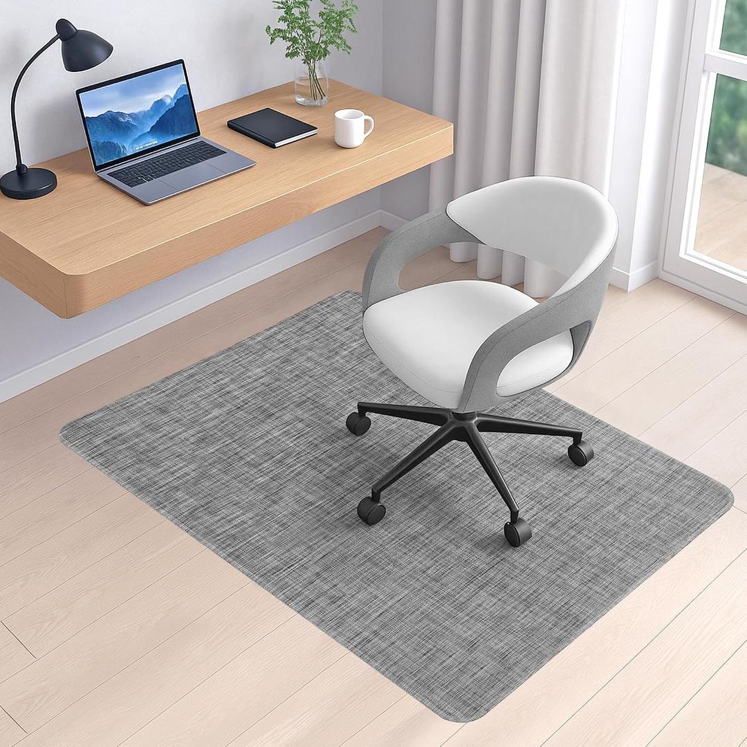 BesWin Office Chair Mat for Hard Floors, 36" x 48" Desk Computer Chair Mat for Wood/Tile Floors, Heavy Duty Non-Slip PVC Hard Floor Protector Mat Desk Rug for Office Home, Grey