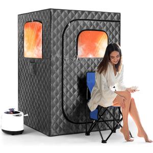 Upgraded Version Portable Sauna for Home Full Body Personal Sauna Steam Sauna Tent at Home Spa with 2.6L 1000W Steam Generator, 90 Minute Timer, Foldable Chair, Remote Control, Sauna Box(Grey) (Gray)