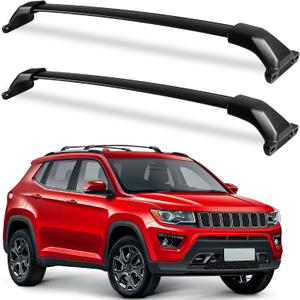 220lbs Roof Racks Cross Bars Fit for Jeep Compass 2018-2025, Aluminum Heavy Duty Roof Rails Crossbars Rooftop Cargo Basket Carrier Bag Luggage Rails Kayak Canoe Snowboard Skiboard Bike