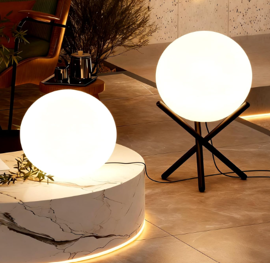 Lightdot Globe Floor Lamp, 12-Inch LED Ball Light 3000K with Tripod Base
Outdoor Floor Lamp 12-In 10W Corn Globe Floor Lamps with Stable Black Tripod Base for Patio Garden Living Room, Bedroom