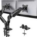 HUANUO FlowLift Dual Monitor Stand, Fully Adjustable Gaming Monitor Desk Mount for 1332 Computer Screens, Full Motion VESA 75x75/100x100 with C-Clamp & Grommet Base, Each Arm Holds 4.4 to 19.8 lbs