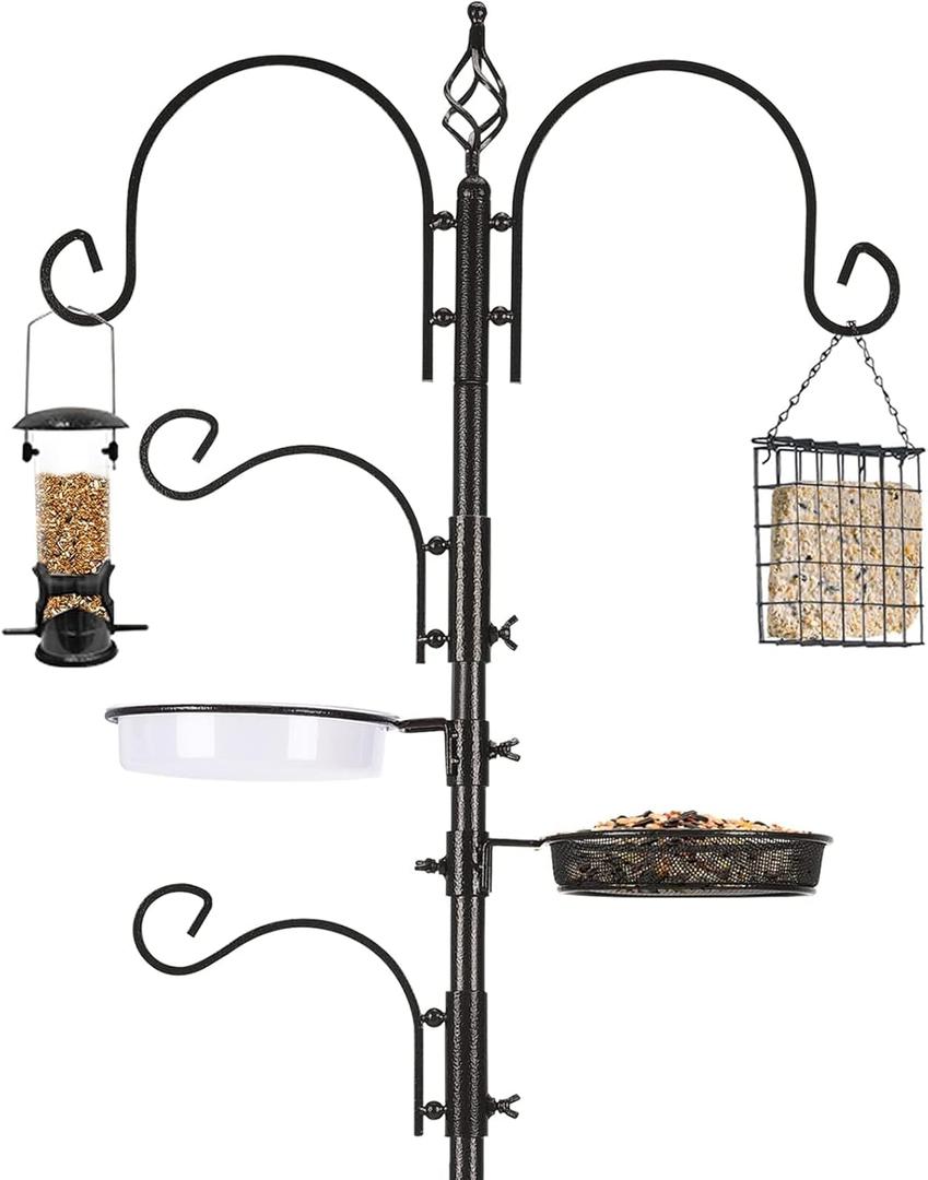 ERYTLLY Bird Feeding Station Kit Bird Feeder Pole Wild Bird Feeder Hanging Kit Planter Hanger Multi Feeder Hanging with Metal Suet Feeder Bird Bath for Attracting Wild Birds (91 Inch)