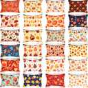 Meanplan 24 Pcs Thanksgiving Day Makeup Bags Bulk Fall Cosmetic Bag Pumpkin Maple Leaf Turkey Autumn Gift Pouch Portable Storage Zipper Pouch Travel Purse Toiletry Organizer Party Favor(Thanksgiving)